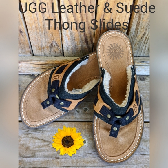 UGG Shoes - UGG Black , Suede Leather Slides, Sz 6